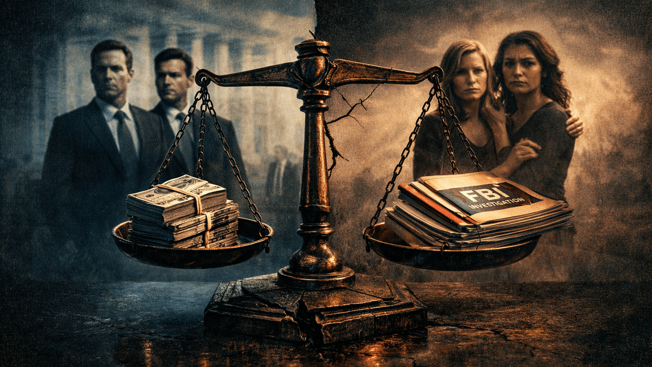 Scales of justice with money and evidence.