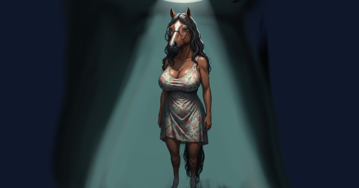 Cortney Kotzian in floral dress under spotlight